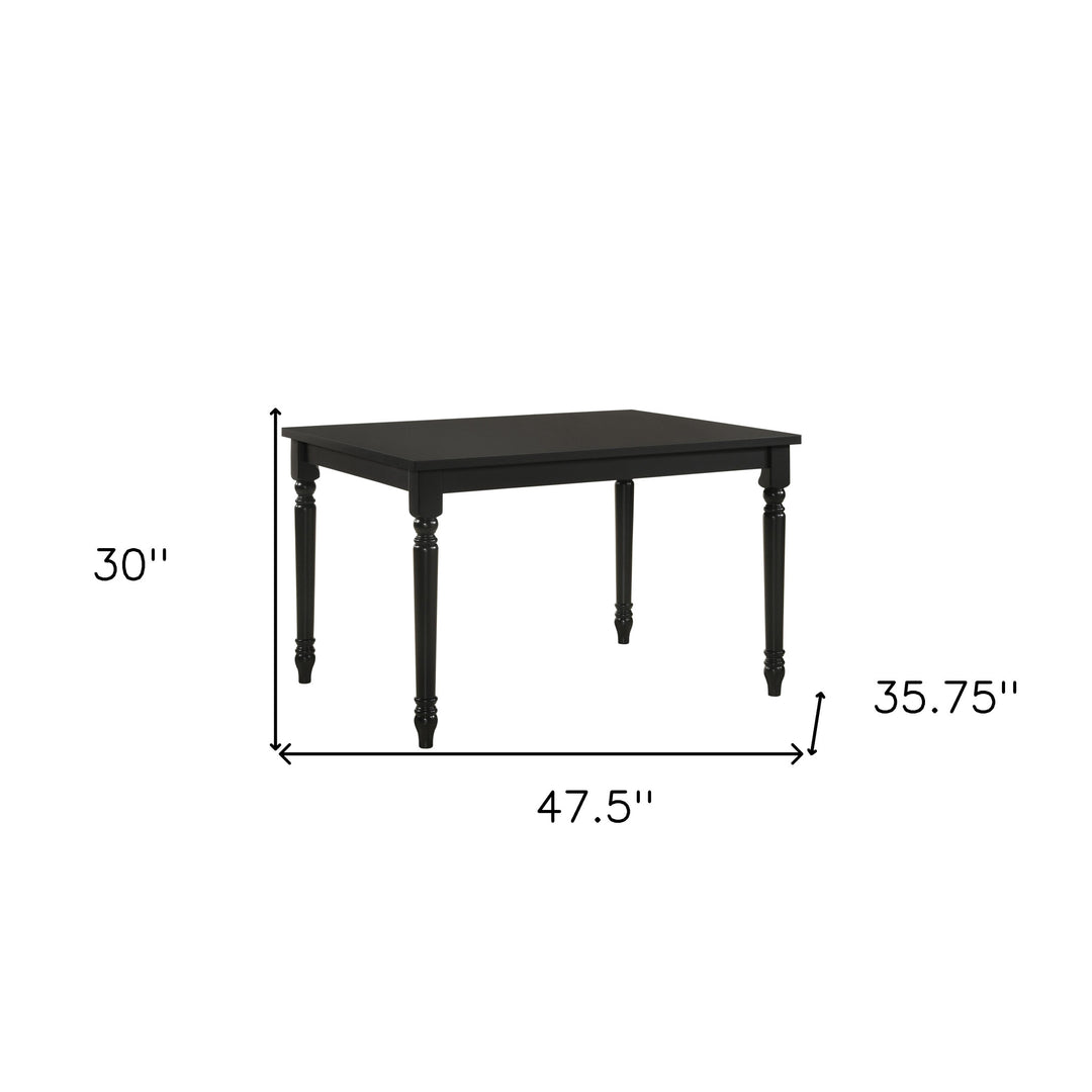 48" Black Solid Wood Rectangular Dining Table – Timeless Design for Modern Dining