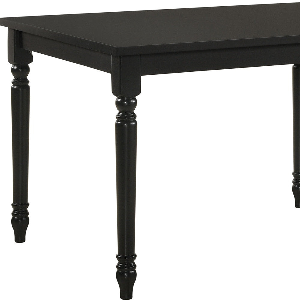 48" Black Solid Wood Rectangular Dining Table – Timeless Design for Modern Dining