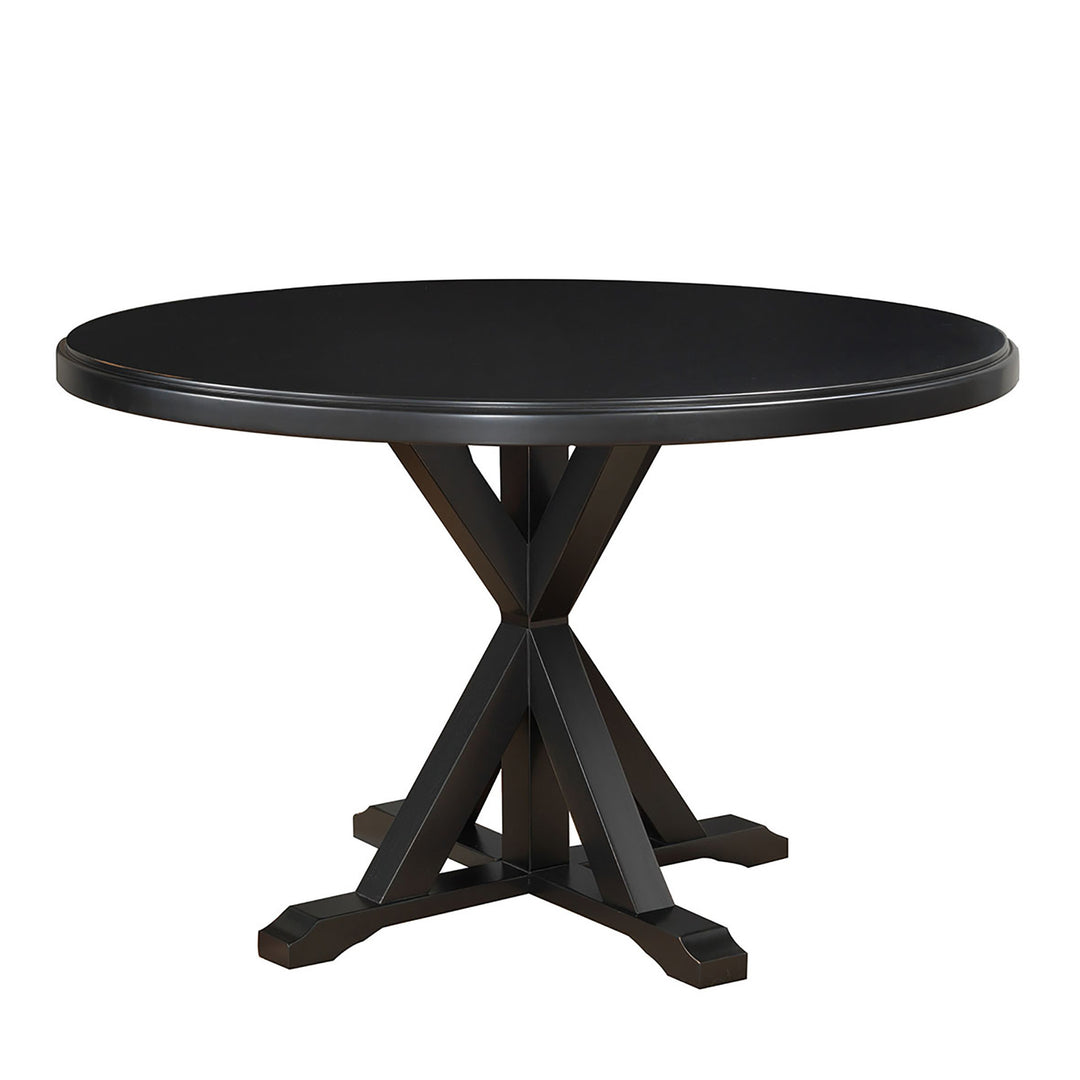 48" Black Solid Wood Pedestal Base Round Dining Table – Bold Elegance for Everyday Living