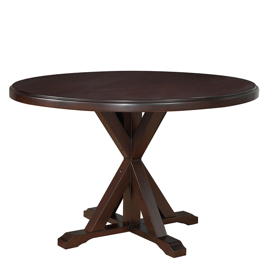 48" Espresso Round Pedestal Base Dining Table