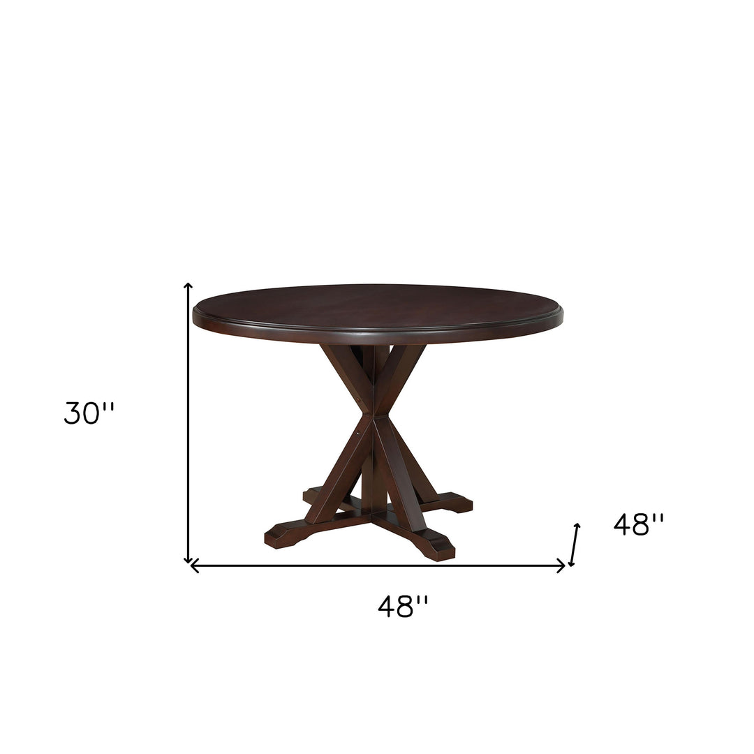 48" Espresso Round Pedestal Base Dining Table