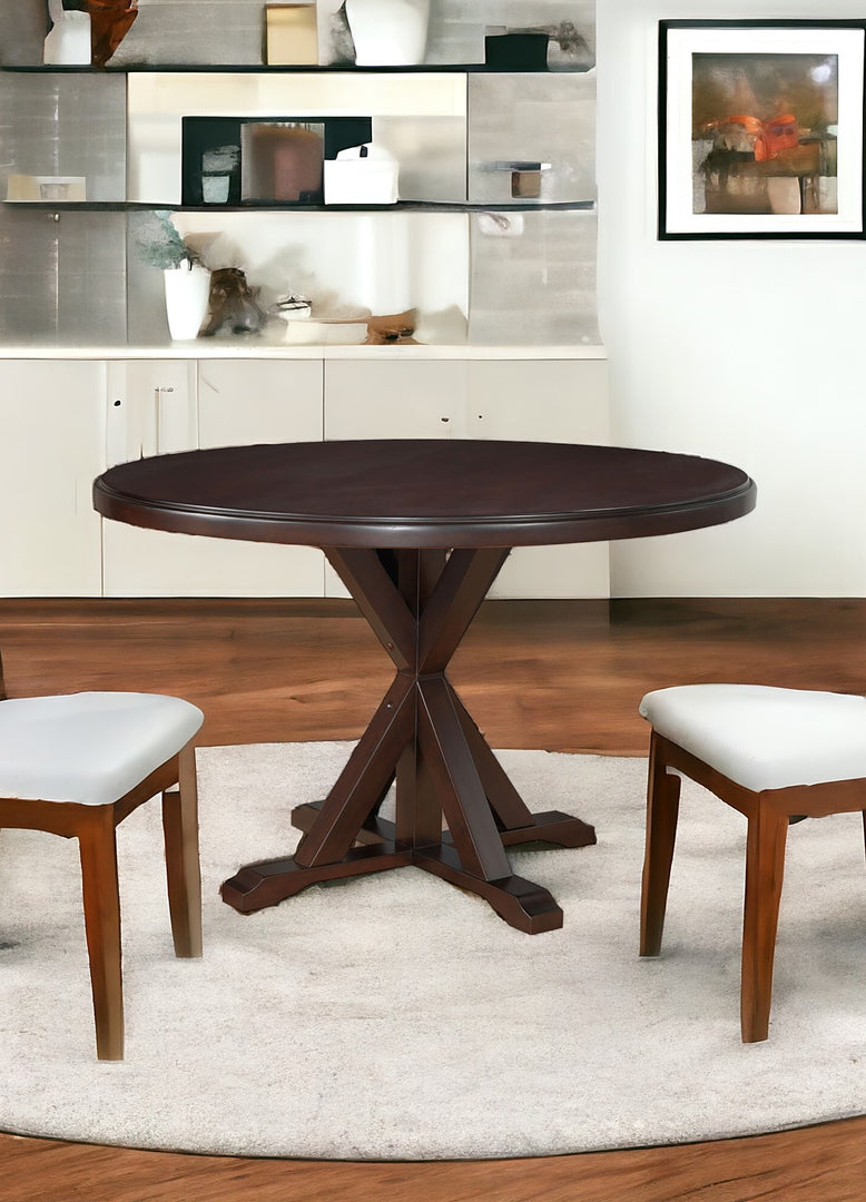 48" Espresso Round Pedestal Base Dining Table