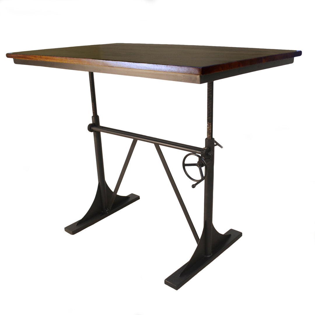 48" Brown and Black Solid Wood and Iron Trestle Base Dining Table