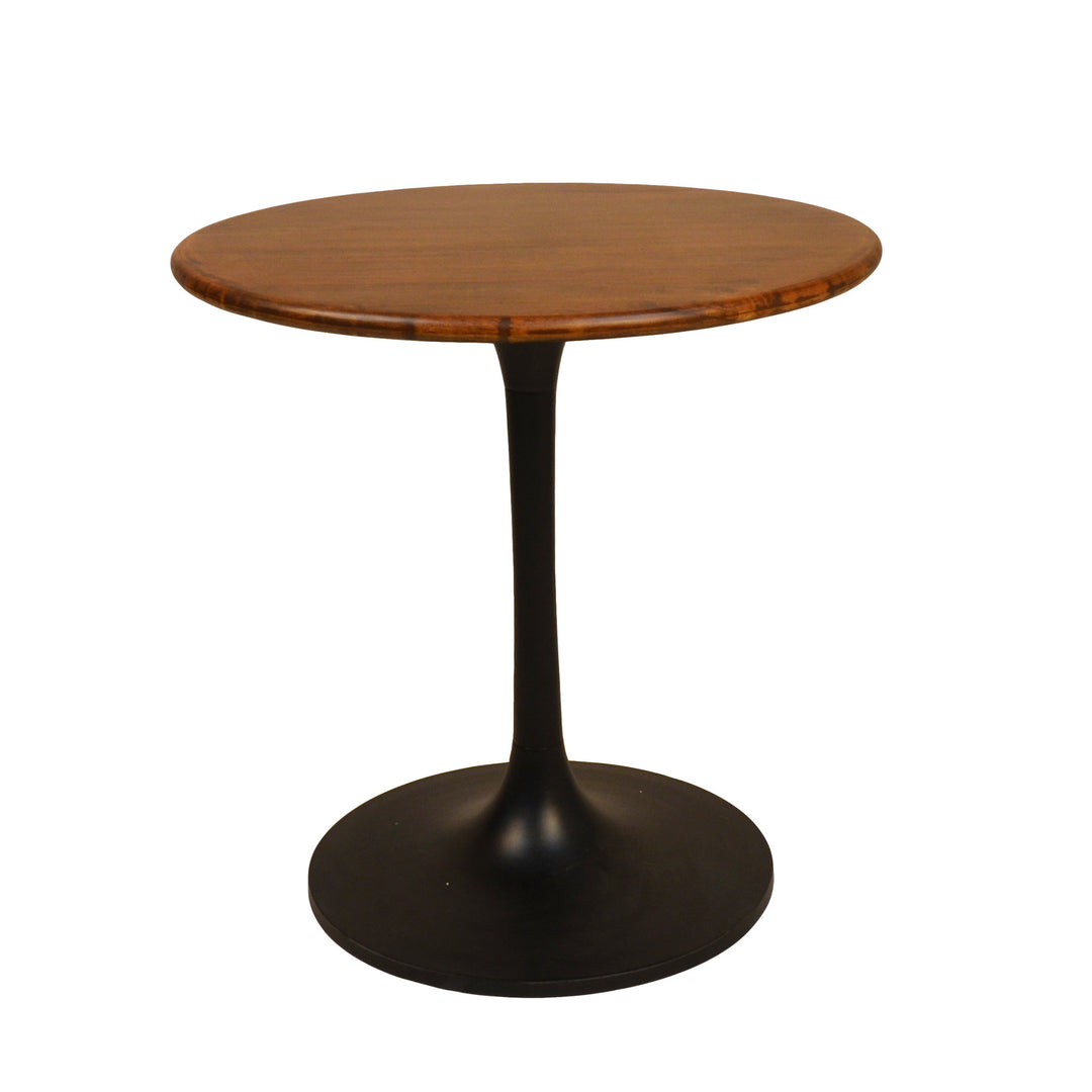 30" Brown and Black Solid Wood and Iron Round Pedestal Dining Table