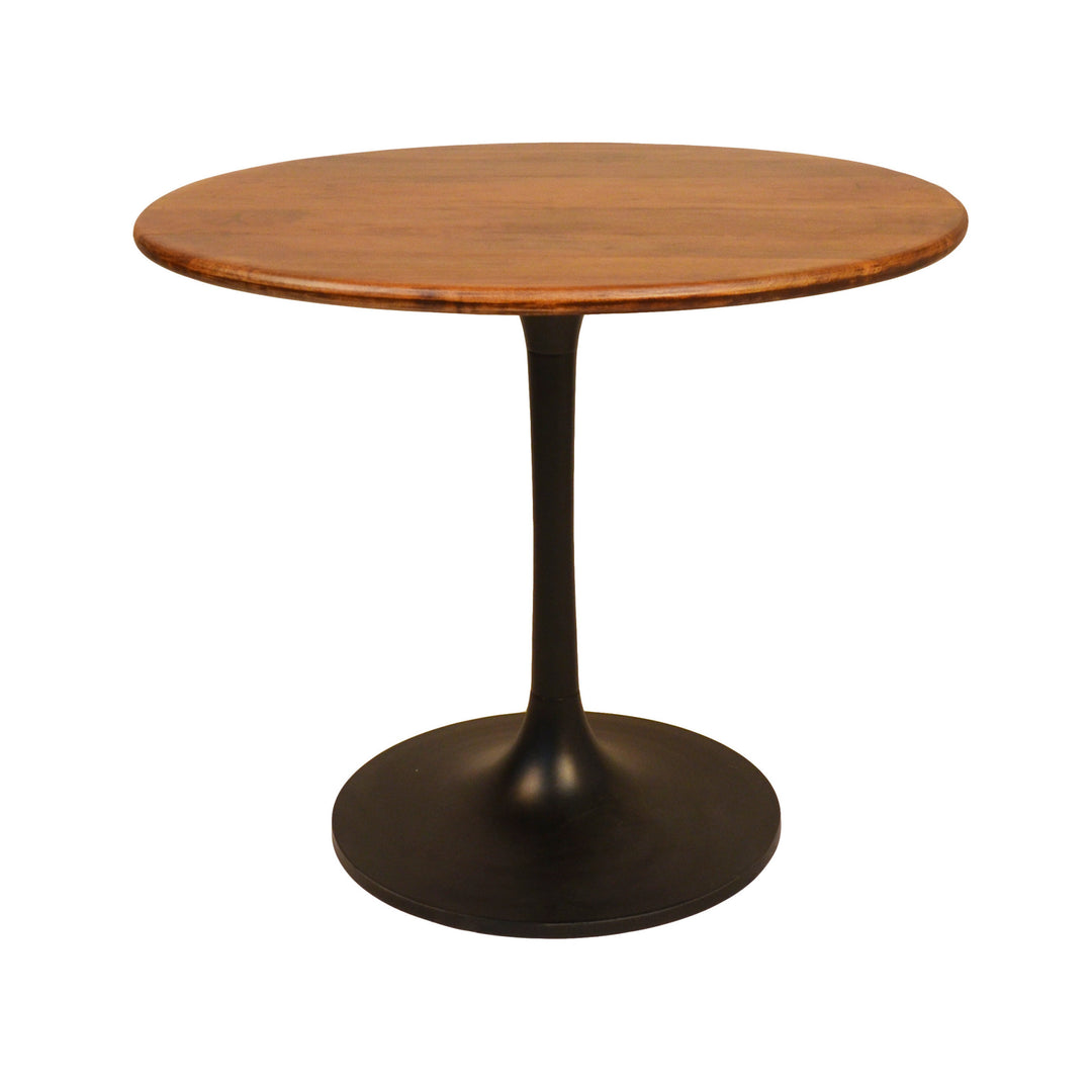 36" Modern Brown and Black Solid Wood Pedestal Dining Table