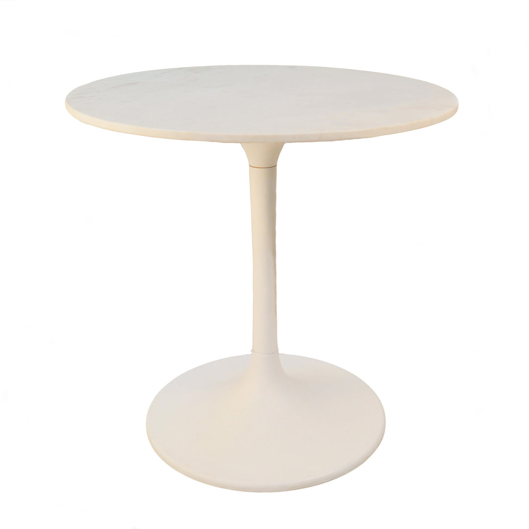 30" White Marble Pedestal Dining Table