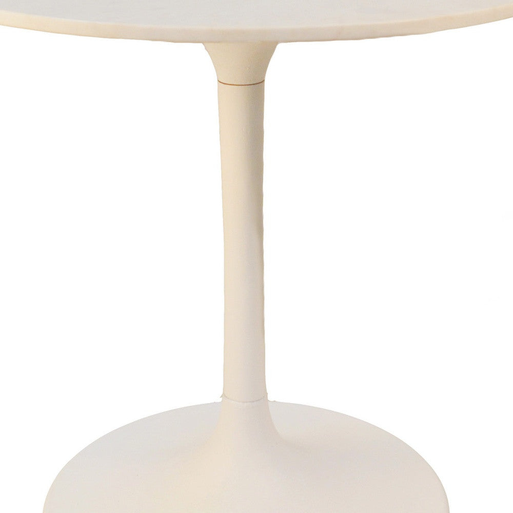 30" White Marble Pedestal Dining Table