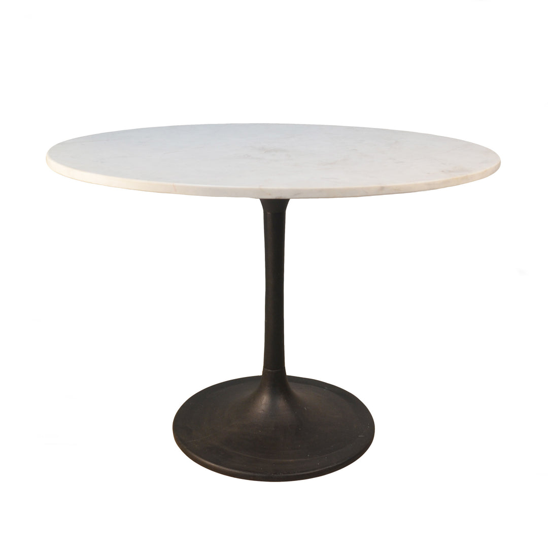 40" White and Black Round Marble Dining Table with Pedestal Base