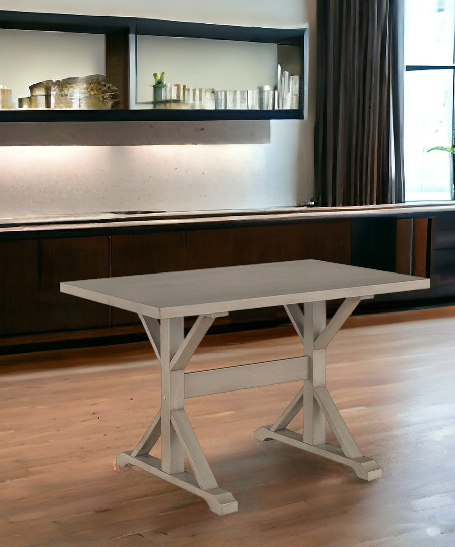 48" Gray Solid Wood Dining Table with Trestle Base