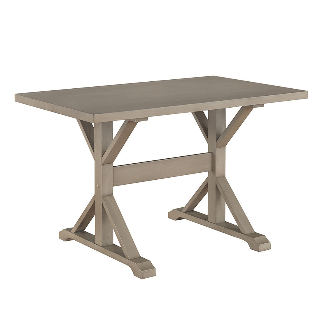 48" Gray Solid Wood Dining Table with Trestle Base