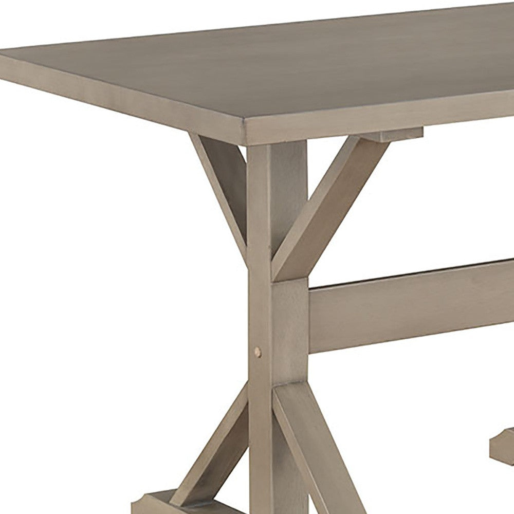 48" Gray Solid Wood Dining Table with Trestle Base