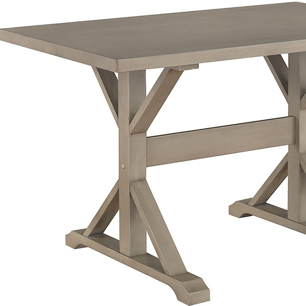 48" Gray Solid Wood Dining Table with Trestle Base