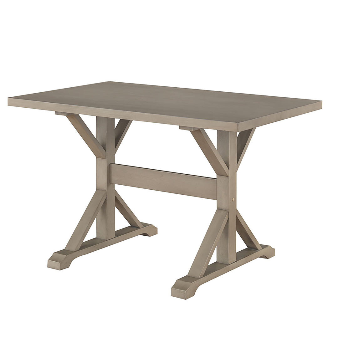 48" Gray Solid Wood Dining Table with Trestle Base