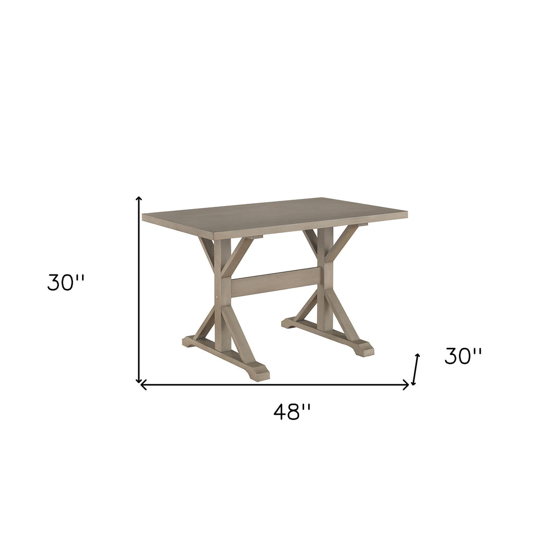 48" Gray Solid Wood Dining Table with Trestle Base