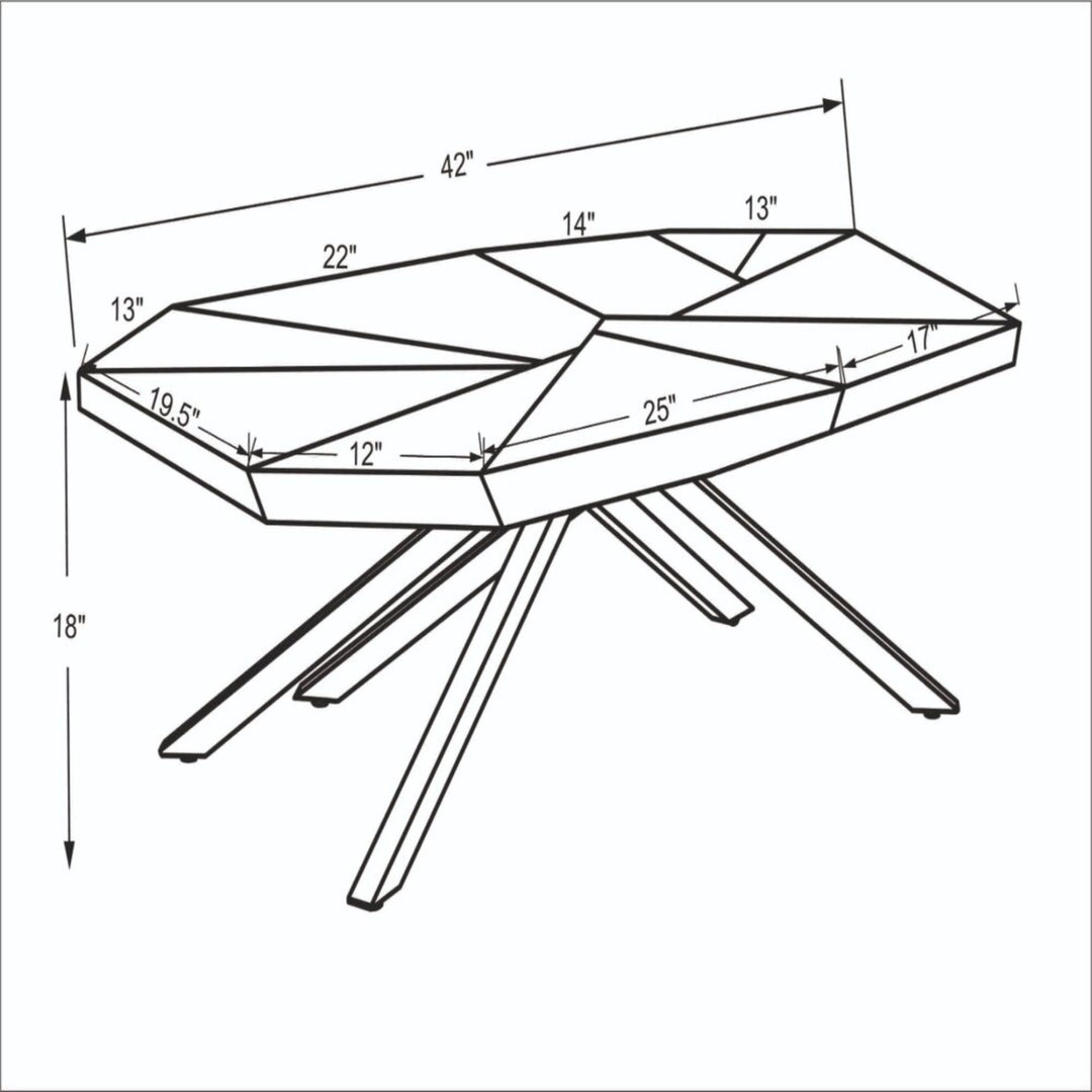 42" Brown and Black Free Form Coffee Table