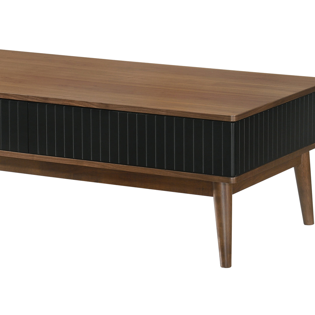 47-Inch Brown and Black Coffee Table with Dual Storage Drawers