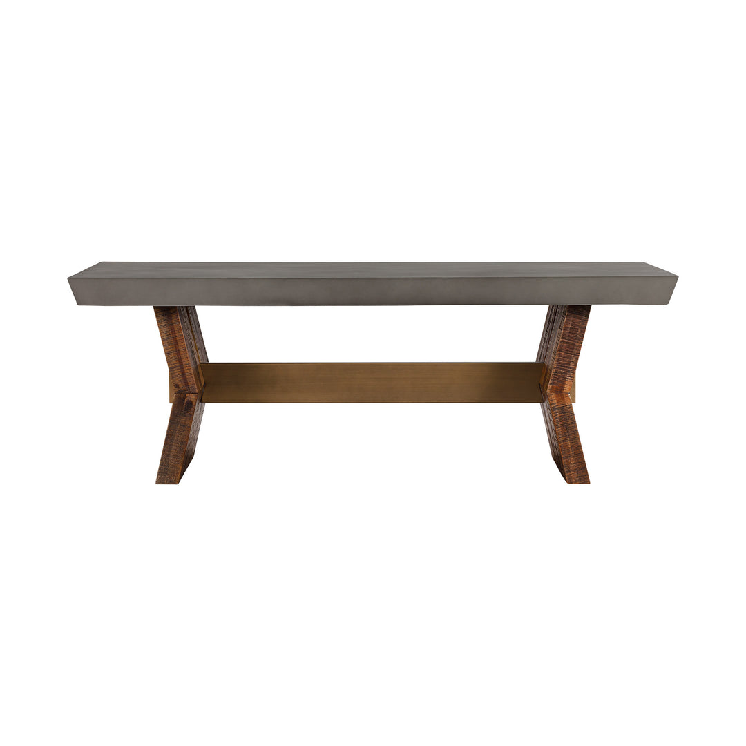 26-Inch Gray Concrete and Brown Solid Wood Rectangular Coffee Table