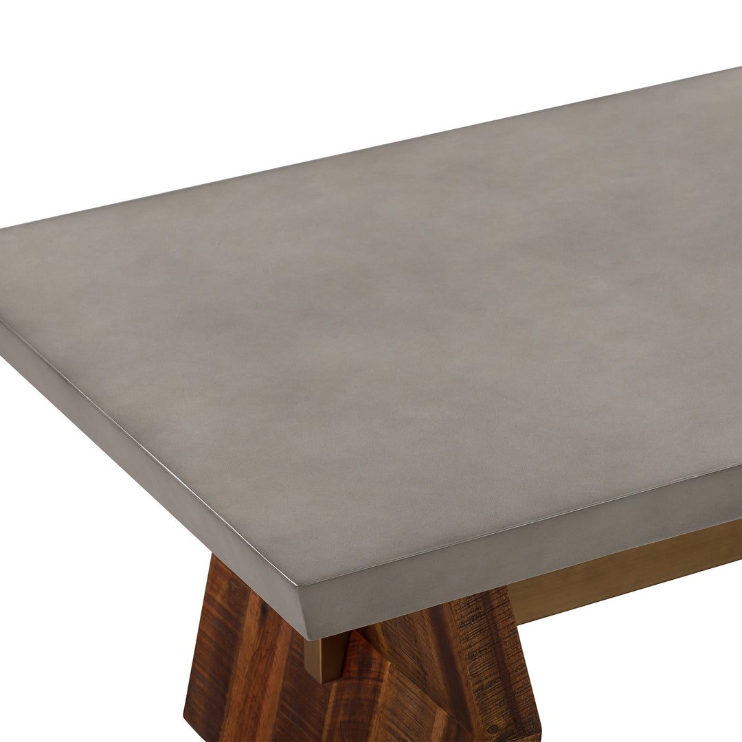 26-Inch Gray Concrete and Brown Solid Wood Rectangular Coffee Table