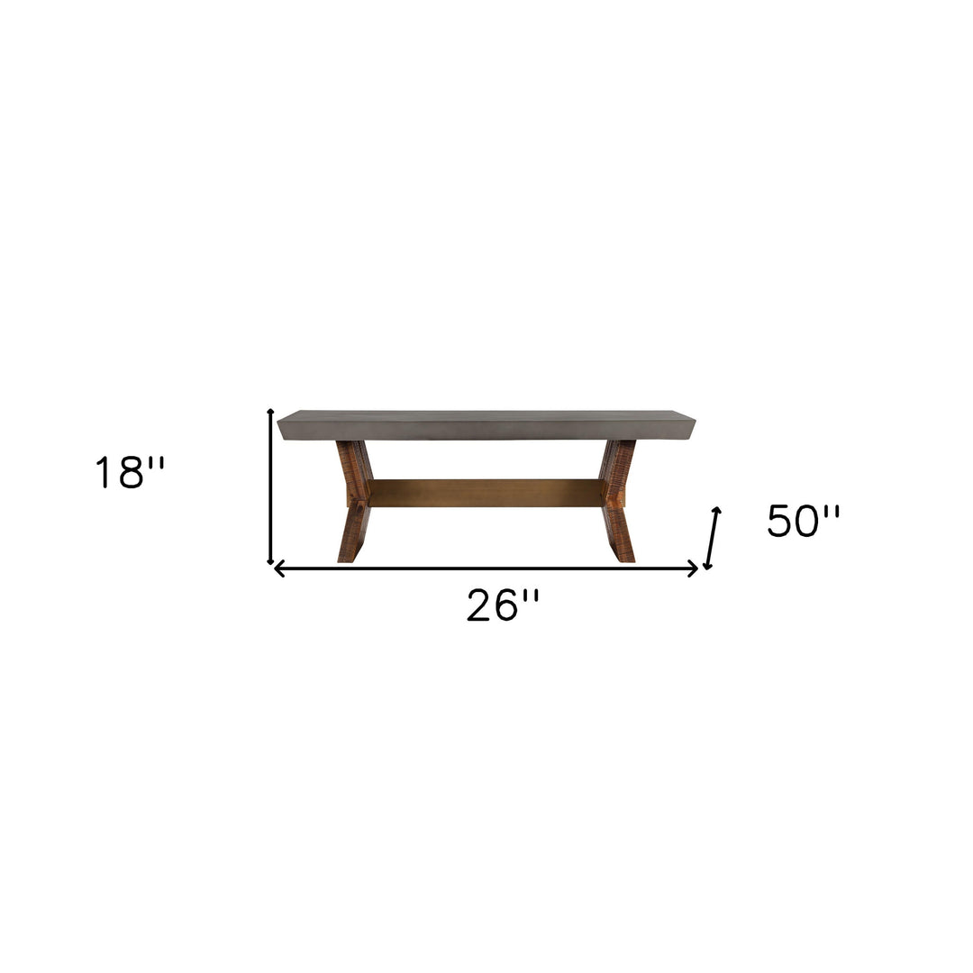 26-Inch Gray Concrete and Brown Solid Wood Rectangular Coffee Table