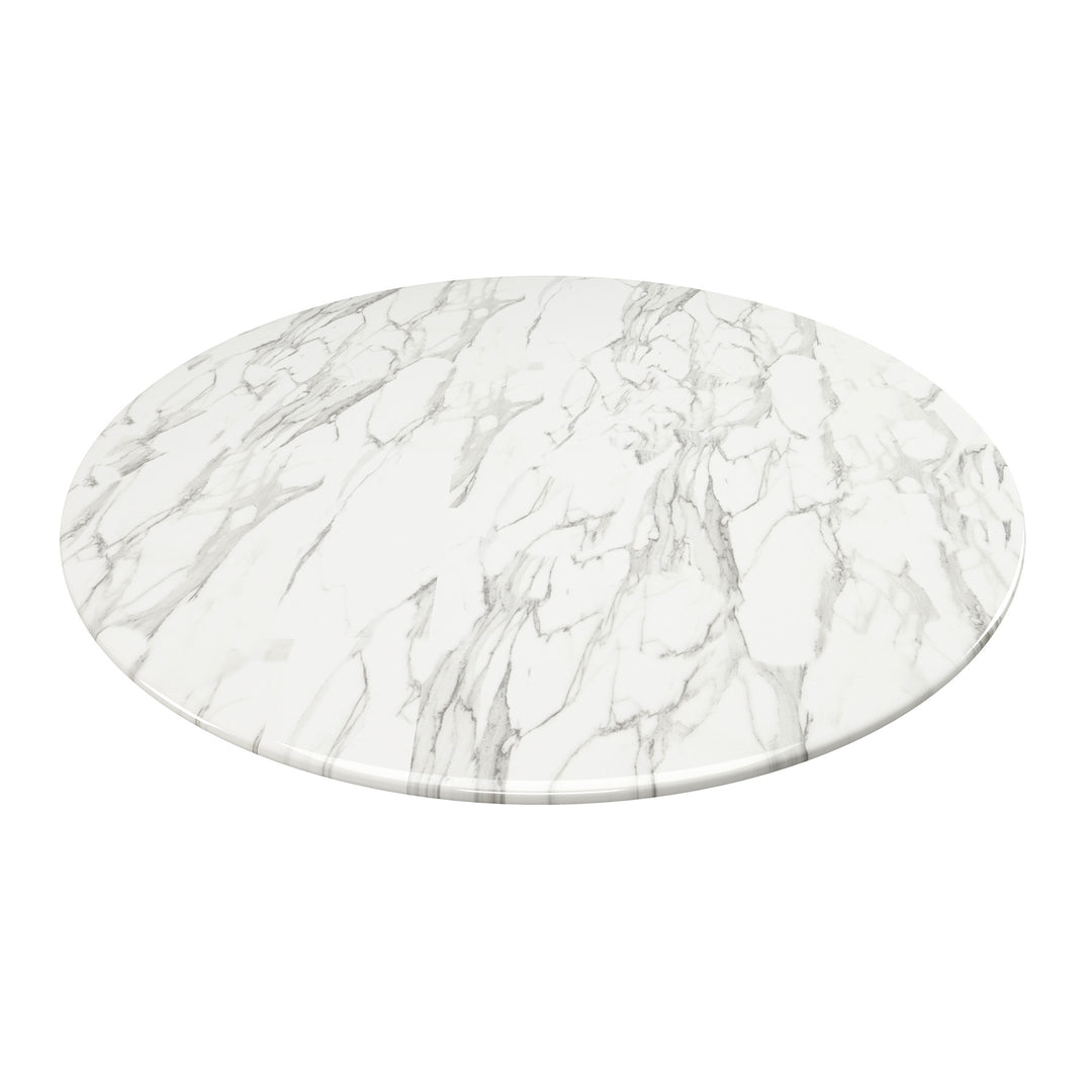 40" White and Gold Marble Round Pedestal Dining Table – Timeless Elegance for Your Home