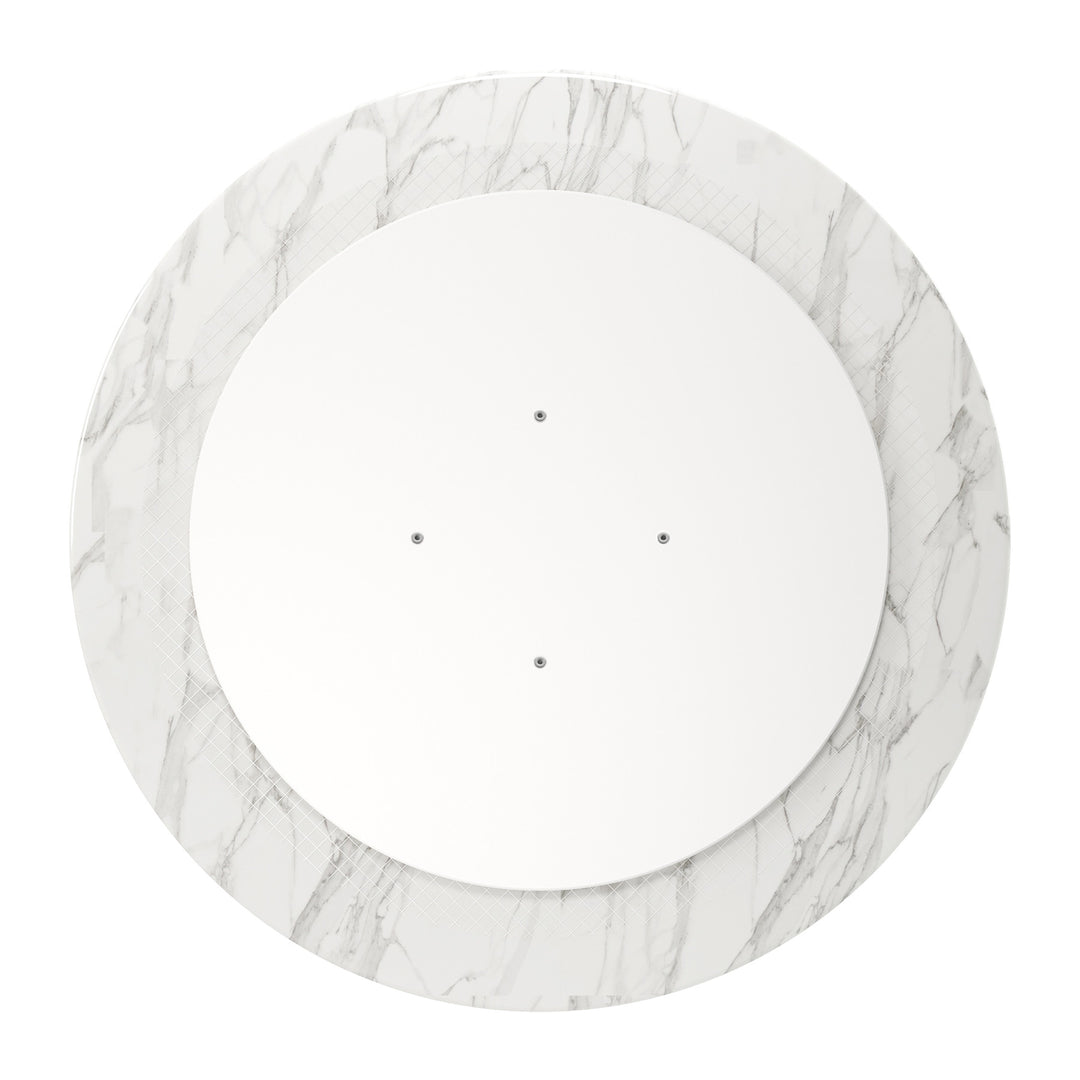 40" White and Gold Marble Round Pedestal Dining Table – Timeless Elegance for Your Home