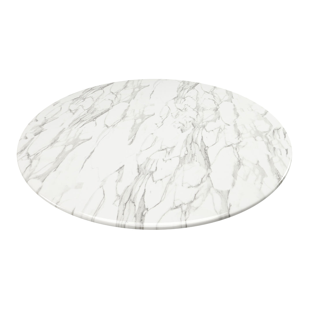 32-Inch White and Gold Marble Pedestal Dining Table