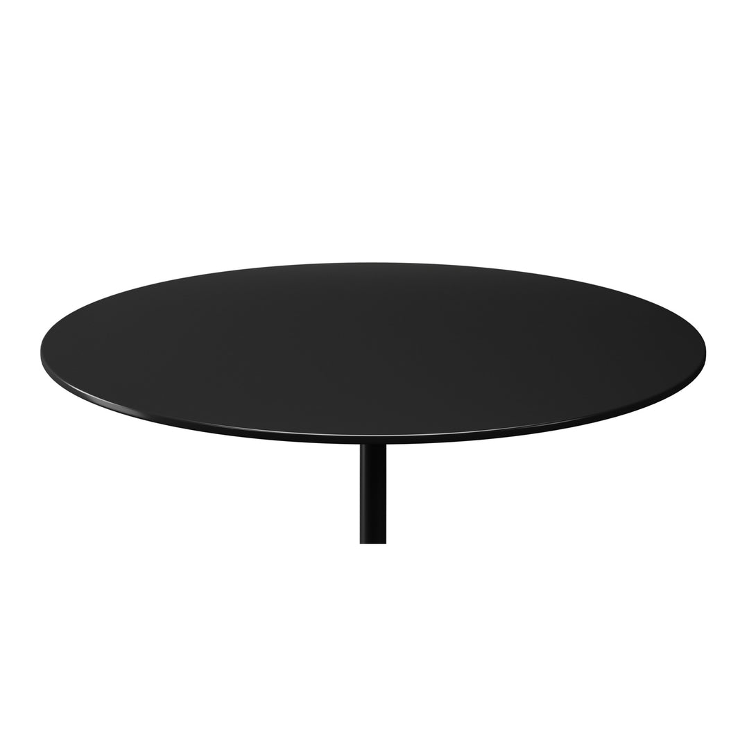 17" Black Steel And Stone Round Coffee Table