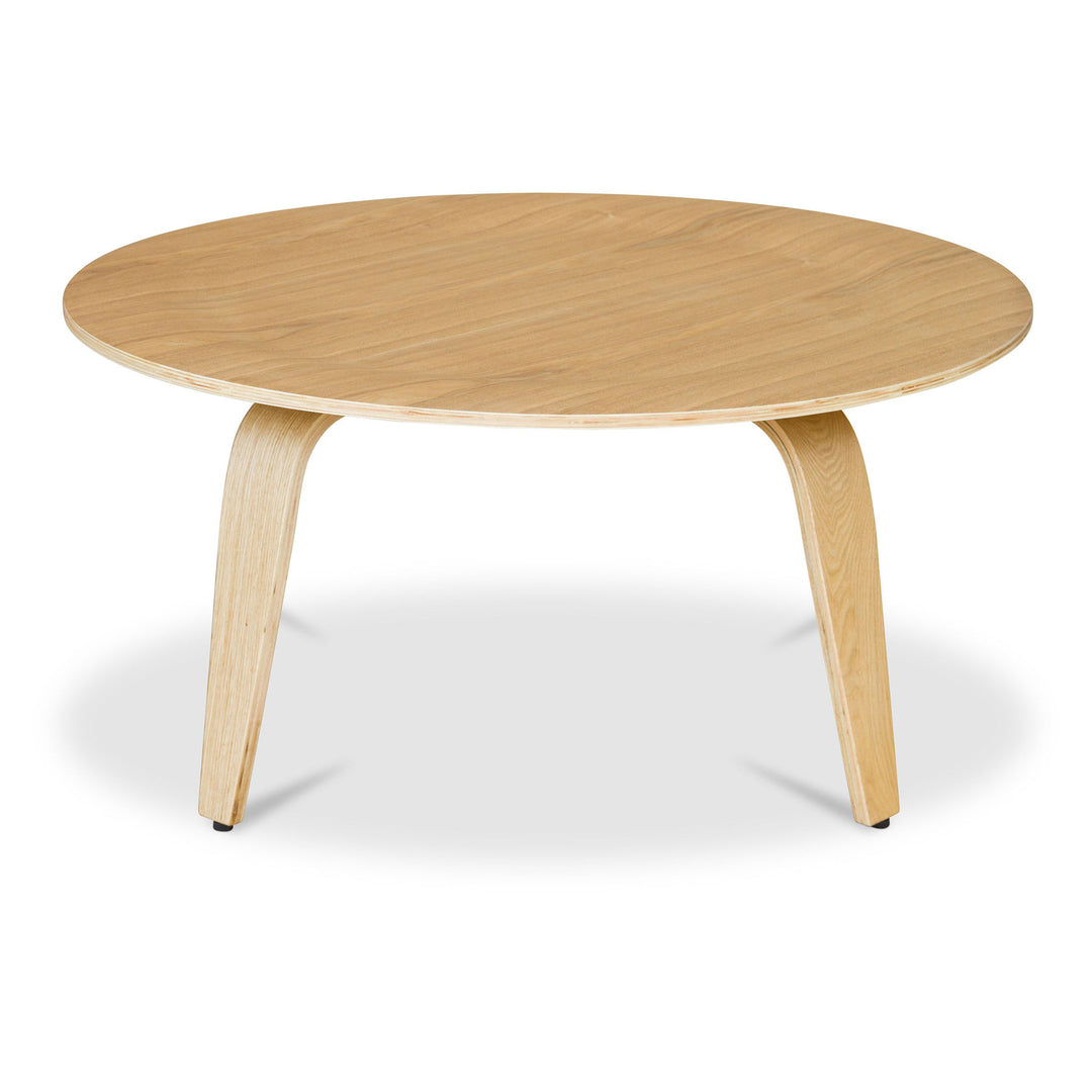 34" Natural Modern Round Coffee Table with Durable Wood Finish