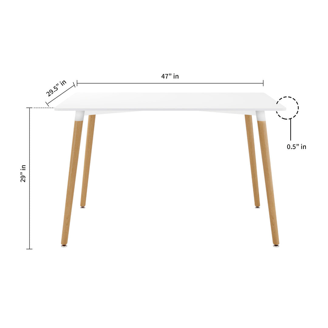 30" White and Natural Solid Wood Rectangular Dining Table