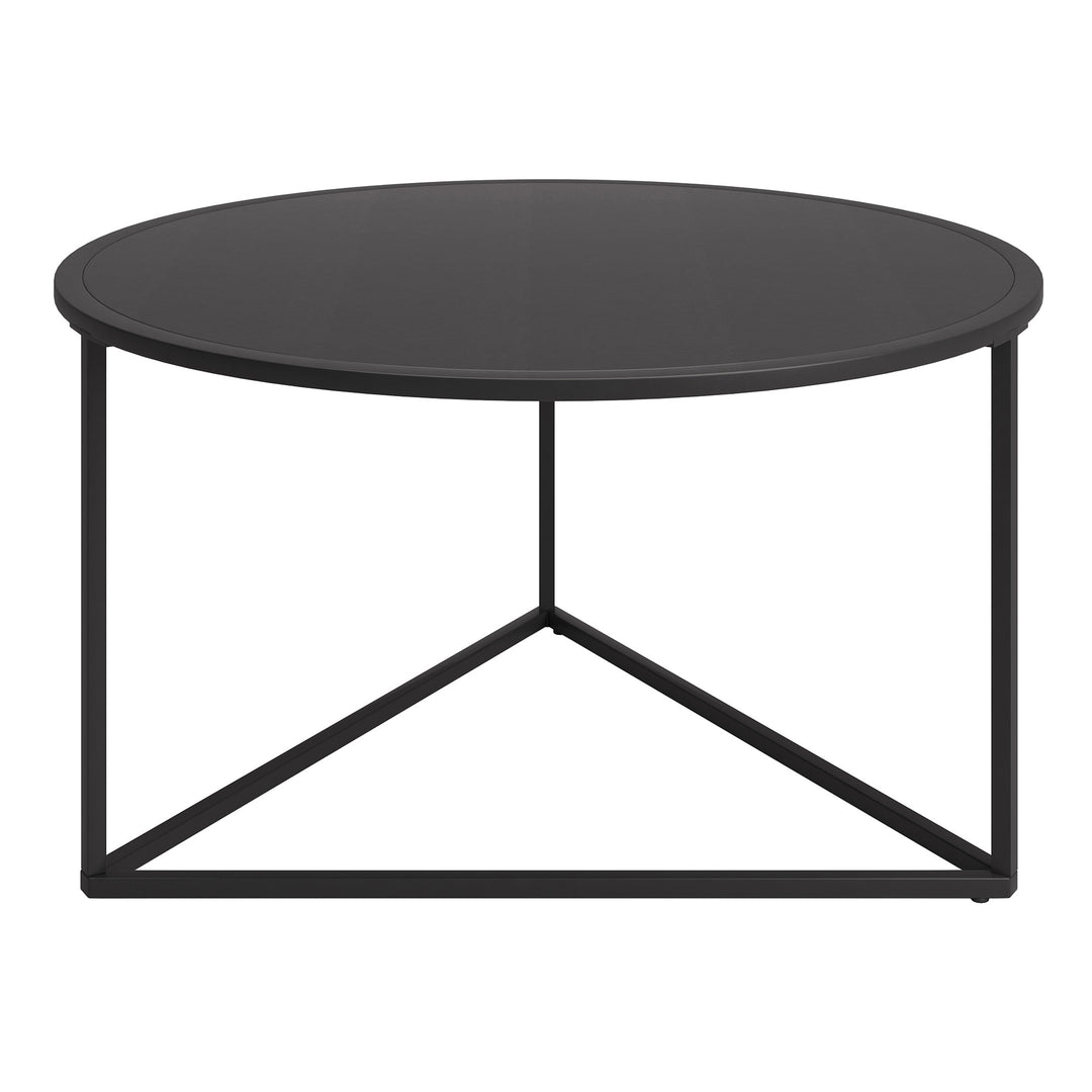 33-Inch Black Steel Round Coffee Table with Sleek Modern Design