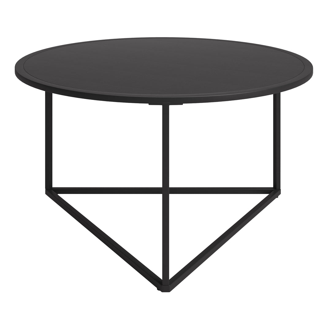 33-Inch Black Steel Round Coffee Table with Sleek Modern Design