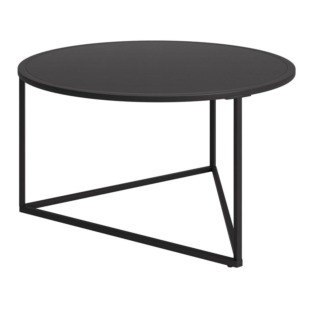 33-Inch Black Steel Round Coffee Table with Sleek Modern Design