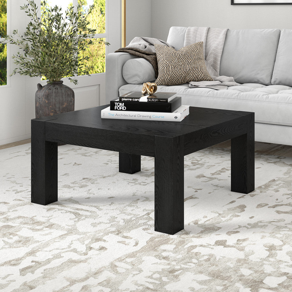 Modern 34" Black Square Coffee Table