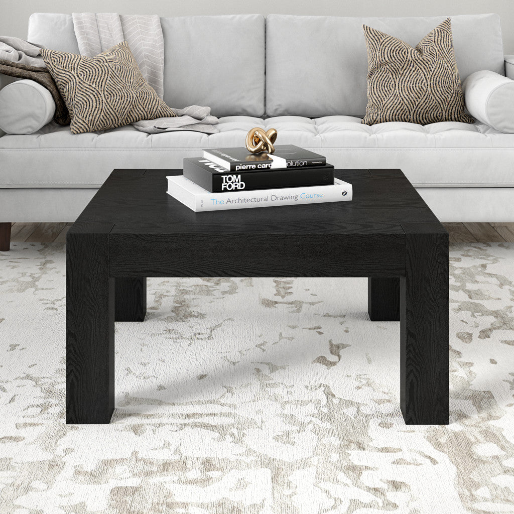 Modern 34" Black Square Coffee Table