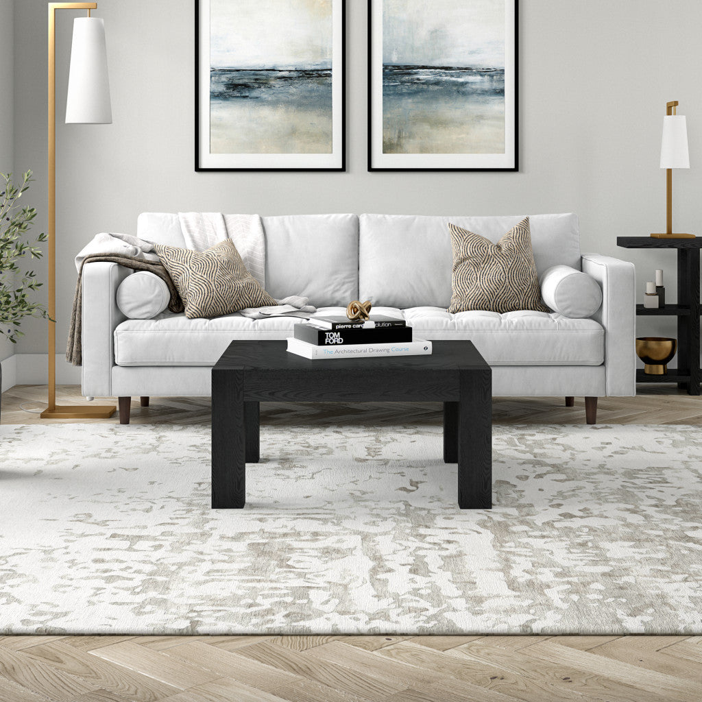 Modern 34" Black Square Coffee Table