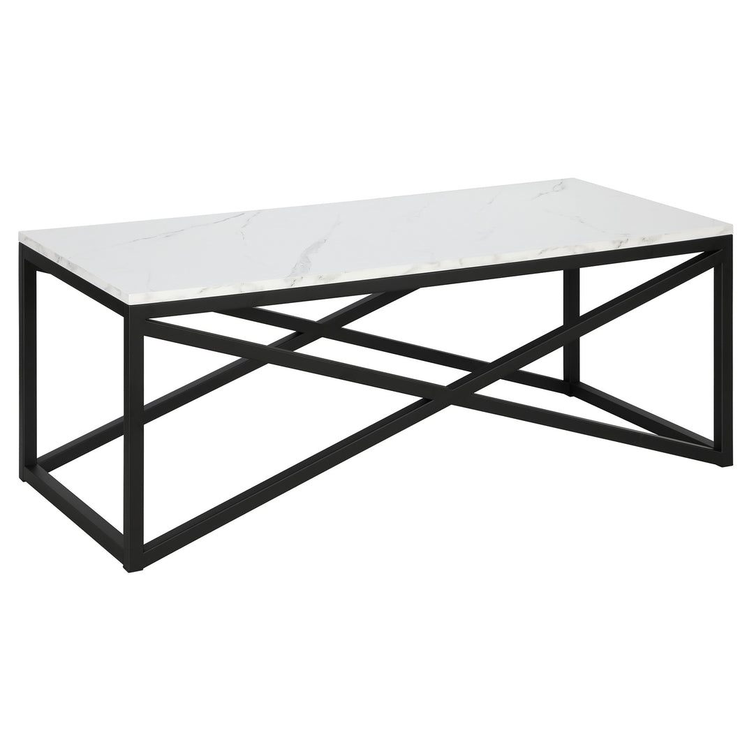 Modern 46-Inch Black Faux Marble and Steel Coffee Table