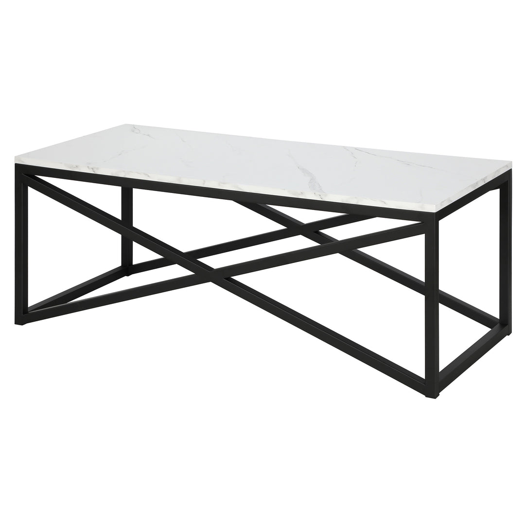 Modern 46-Inch Black Faux Marble and Steel Coffee Table