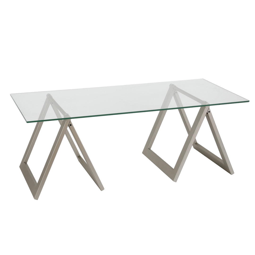 46" Glass And Steel Modern Coffee Table