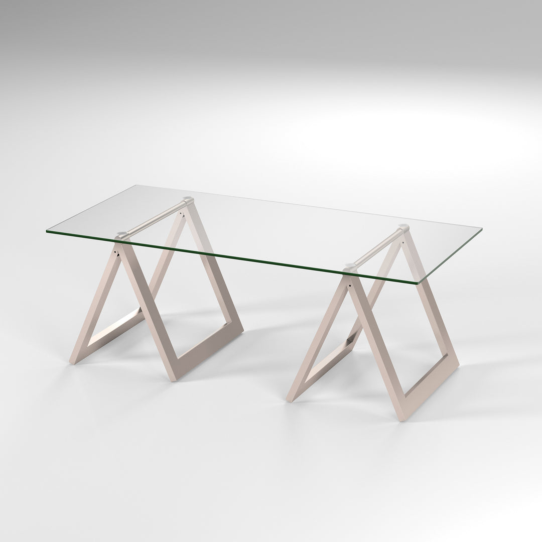 46" Glass And Steel Modern Coffee Table