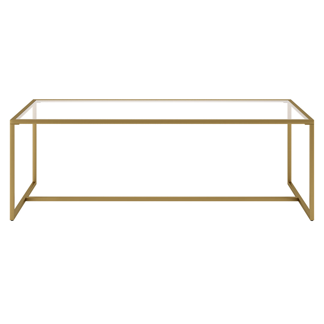 47" Gold Glass And Steel Coffee Table