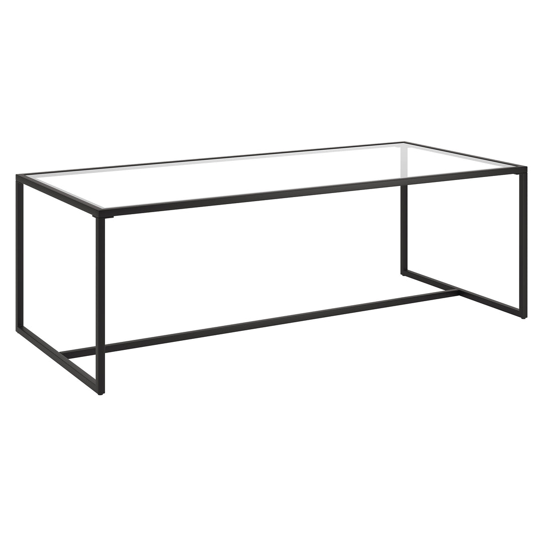 Modern 47-Inch Black Glass and Steel Coffee Table