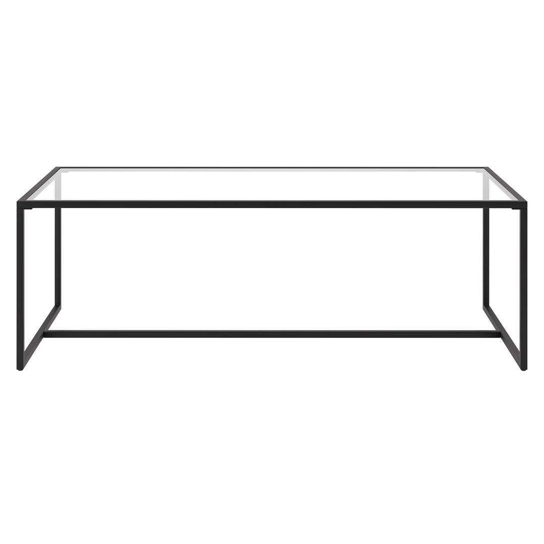 Modern 47-Inch Black Glass and Steel Coffee Table