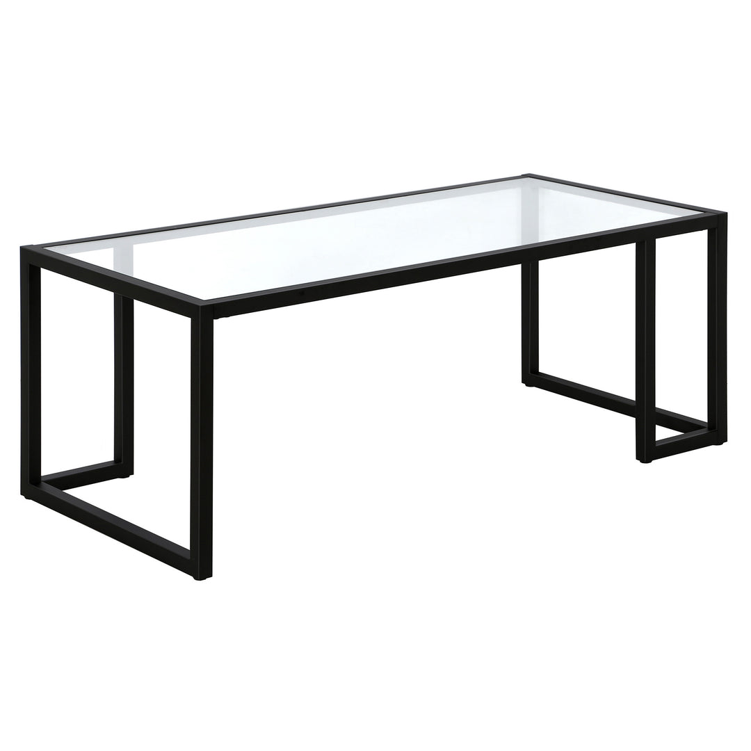 45-Inch Black Glass and Steel Coffee Table