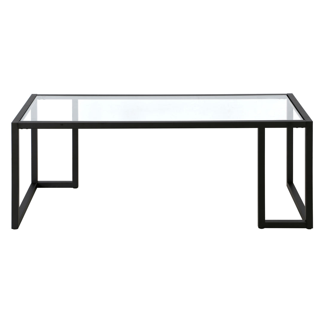 45-Inch Black Glass and Steel Coffee Table