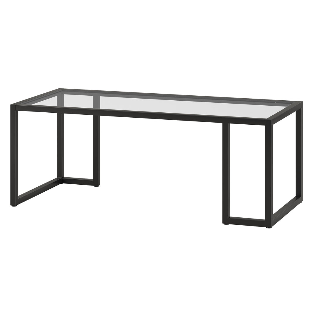 45-Inch Black Glass and Steel Coffee Table