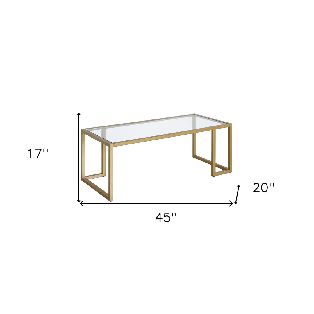 45-Inch Gold Glass and Steel Coffee Table