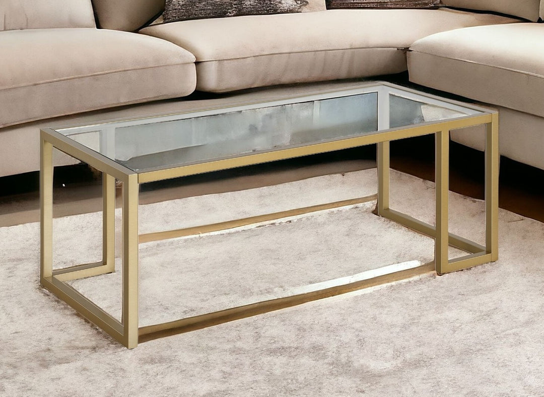 45-Inch Gold Glass and Steel Coffee Table