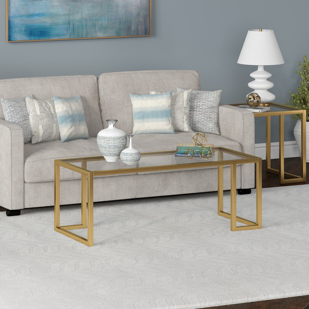 45-Inch Gold Glass and Steel Coffee Table