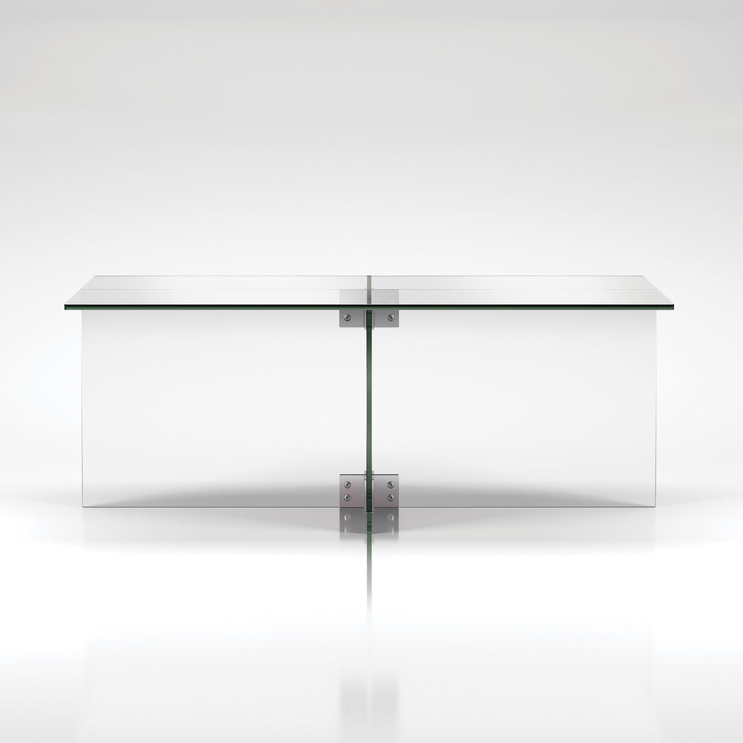 24" Clear Glass And Steel Coffee Table