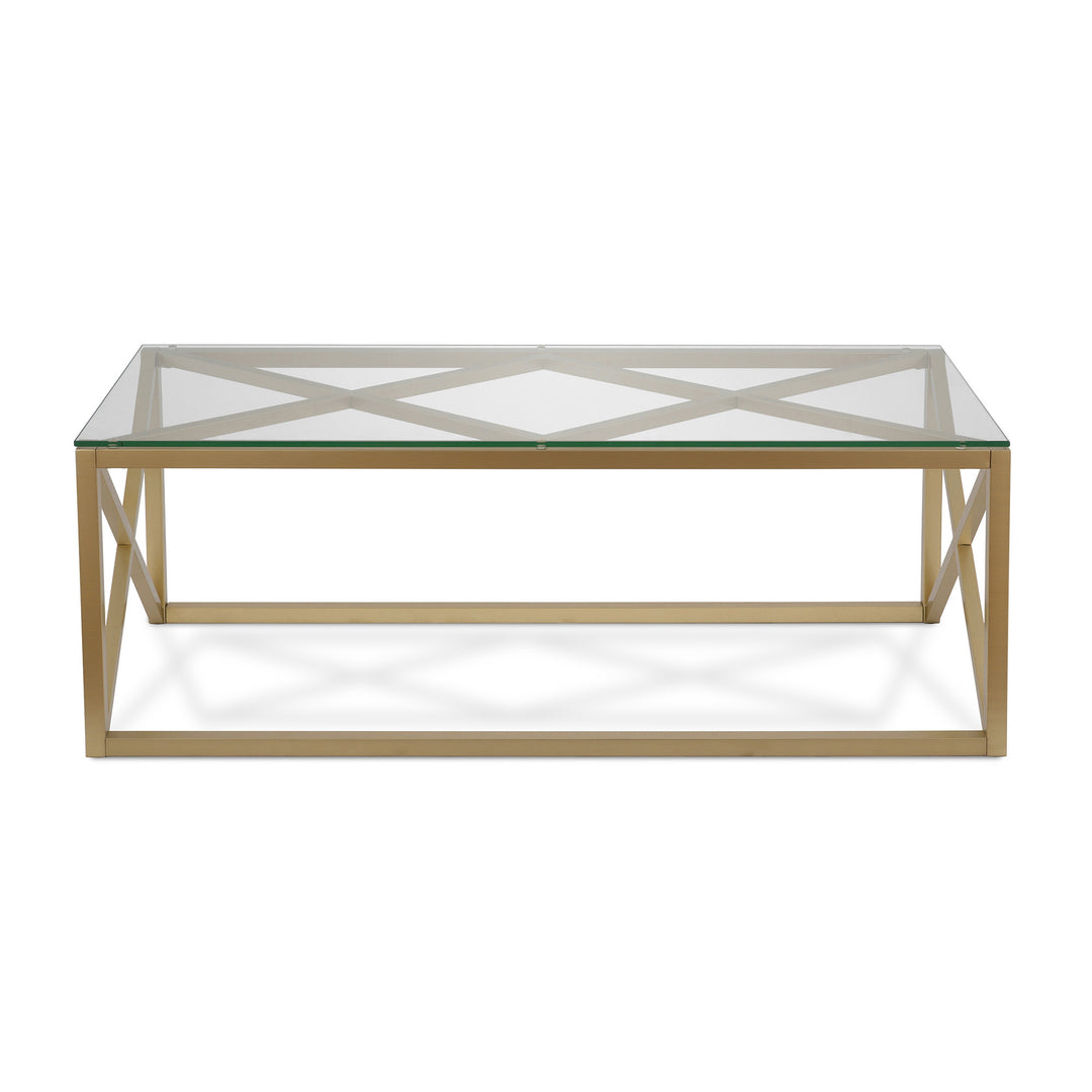 Luxurious 46-Inch Gold Glass And Steel Coffee Table